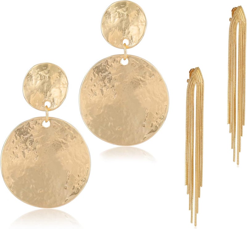 OCCFAE Store Metal Clip On Earrings for Women Non Pierced Dangle Drop Earrings Multiple Styles - Image 1